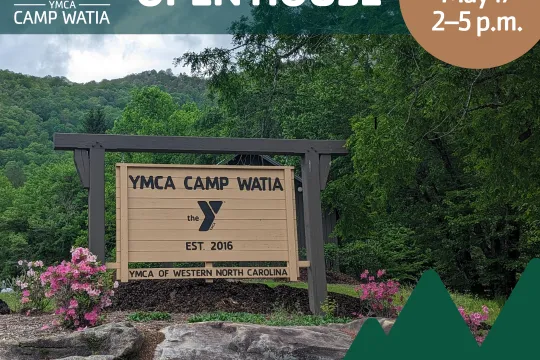 Graphic for the open house at YMCA Camp Watia in May 2026.