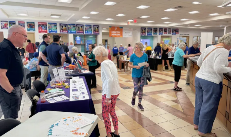 A group of older adults attend the Healthy Aging Day event at the Reuter Family YMCA.