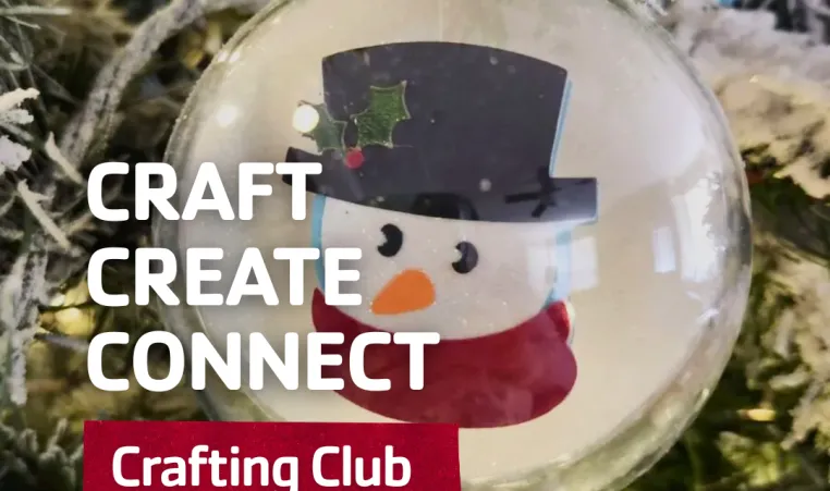 Holiday ornament crafting club graphic.