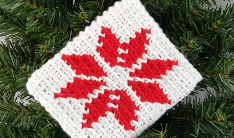 A holiday-themed crochet square.